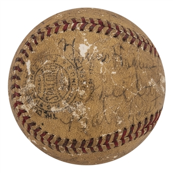 1935 All Star Game Multi-Signed Baseball with 18 Signatures Including Babe Ruth, Honus Wagner, Mel Ott, Lloyd Waner an Joe Medwick (PSA/DNA & JSA)